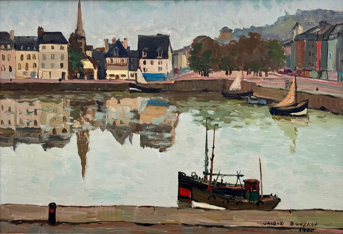 “port Of Honfleur 1960” Jacques Bouyssou (1926 - 1997)-photo-2