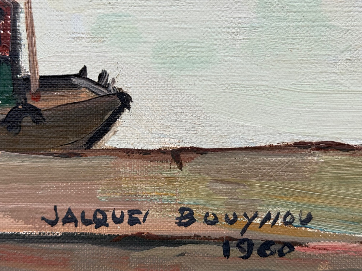“port Of Honfleur 1960” Jacques Bouyssou (1926 - 1997)-photo-3
