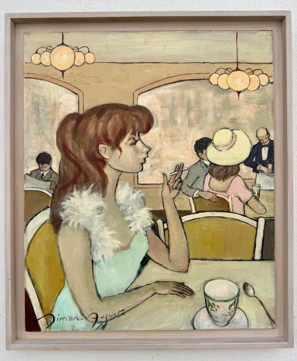 ” L’HEURE DU THÉ ” Simon Auguste ( 1909 - 1987 )