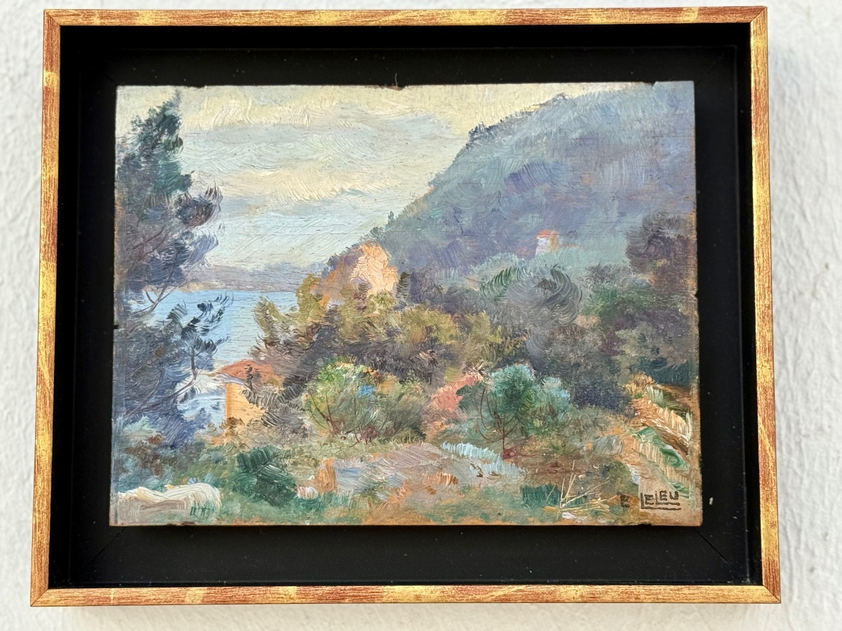 " EZE vu sur Beaulieu 1911 ) Ernest Leleu ( 1880 - 1920 )