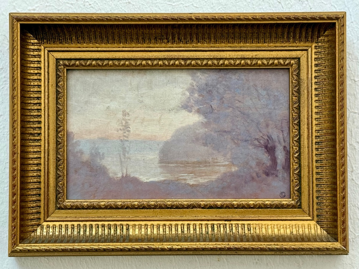 ” Paysage à L'Étang ” Jules Edmond Cuisinier ( 1857 - 1917 )