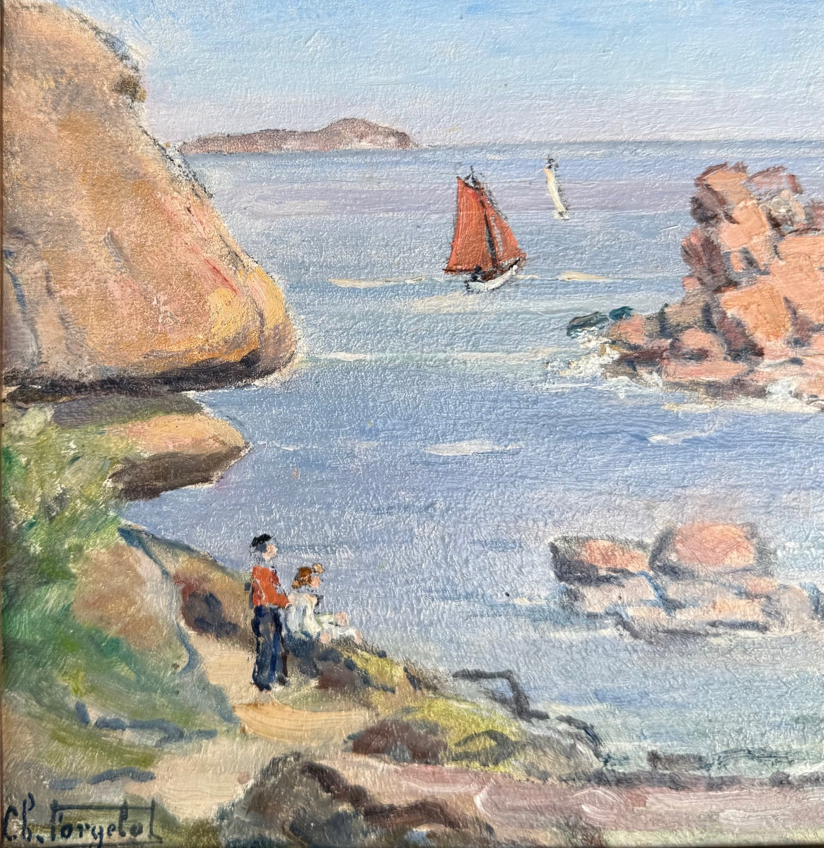 " Côte de Granit Rose Bretagne "  FORGELOT Charles Albert ( 1876 - 1975 )-photo-2