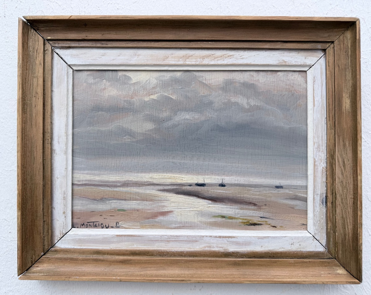" Bord de mer à marée basse " Louis Montaigu ( 1905 - 1988 )