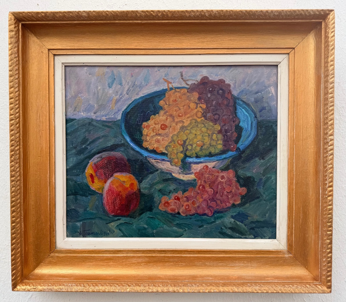 " Nature morte aux pêches et aux Raisins ” Albert Papikian ( 1926 - 1997 )