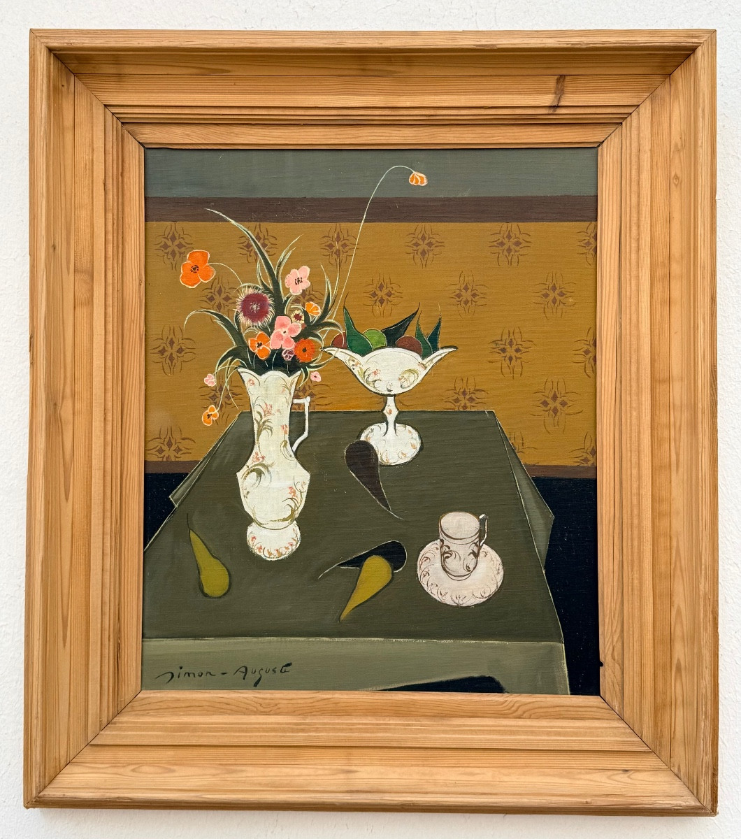 " Bouquet Of Flowers And Pears  " Simon Auguste (1909 - 1987 )