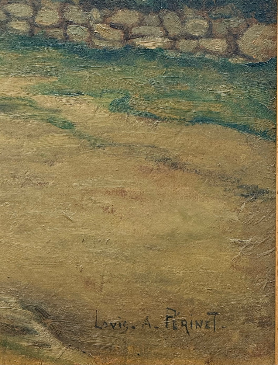 " Soleil couchant en Bretagne " Louis André Périnet XXe siècle -photo-2