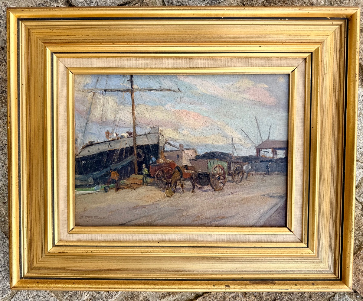 " Scène animée au Port "Isidre ODENA DAURA (1910-2008)