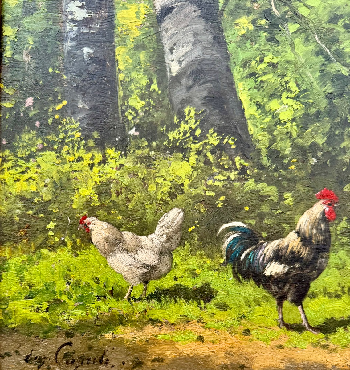 "the Rooster And The Hens" By Eugène Alfred Capelle (1834–1887)-photo-2