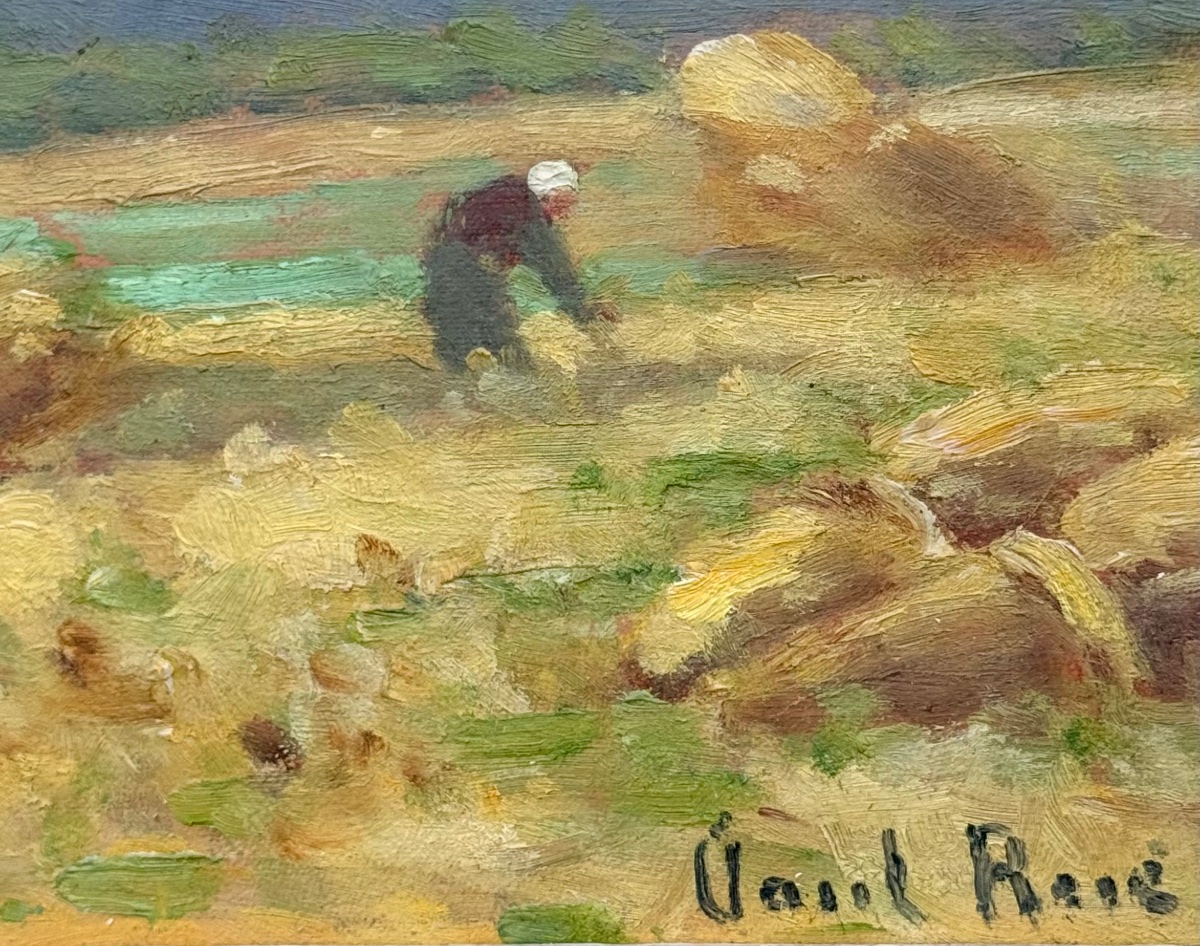 " Scène de Fenaison dans la Creuse " Paul Rue ( 1866 - 1954 )-photo-2