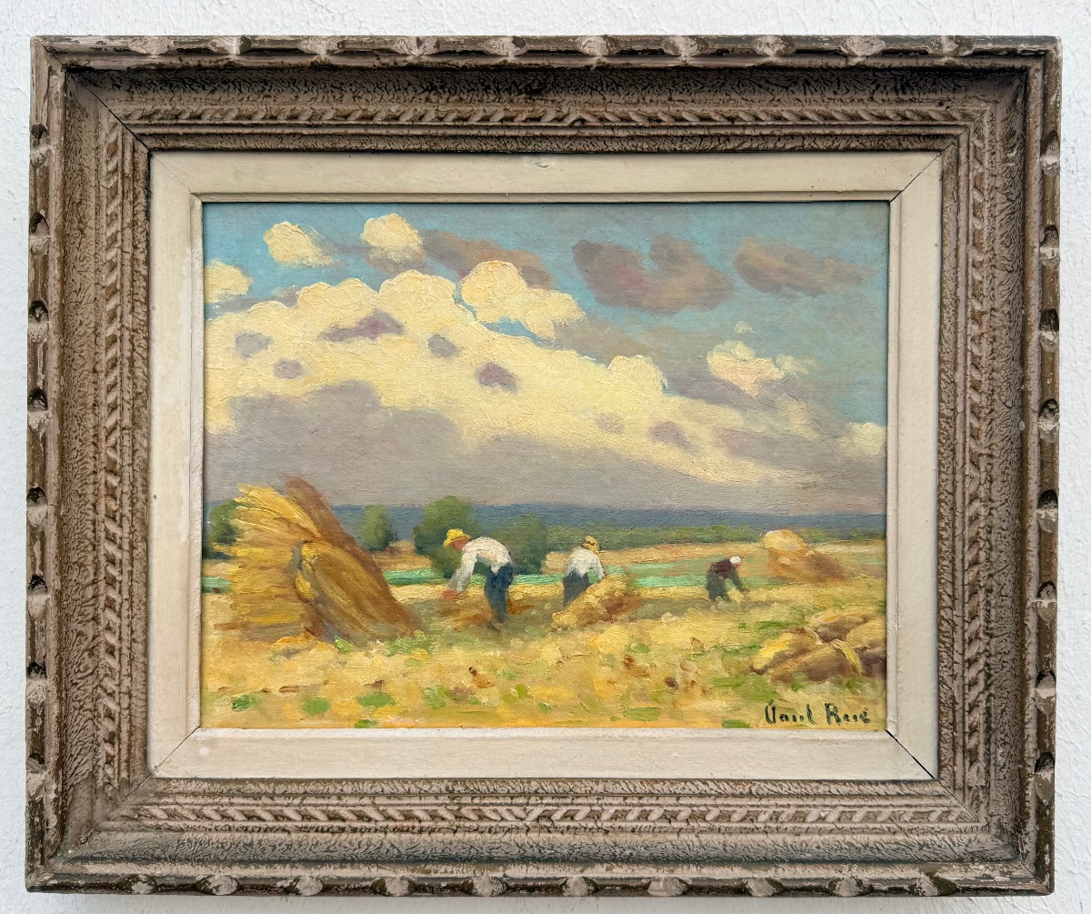 " Scène de Fenaison dans la Creuse " Paul Rue ( 1866 - 1954 )