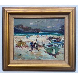 “beach Scene” Josep Serra Santa Serranta (1916-1998)