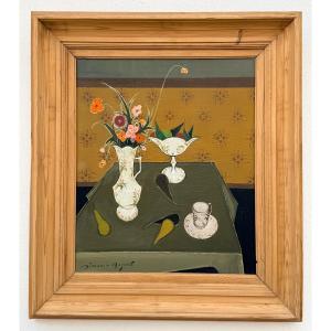 " Bouquet Of Flowers And Pears  " Simon Auguste (1909 - 1987 )