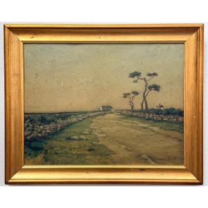 " Sunset In Brittany " Louis André Périnet XXe Siècle