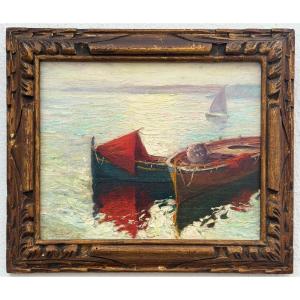 " Barques de Pêcheurs " Max Bouvet ( 1854 - 1940 )