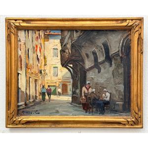 "Riez Vieille Rue " Gustave Vidal ( 1895 - 1966 )