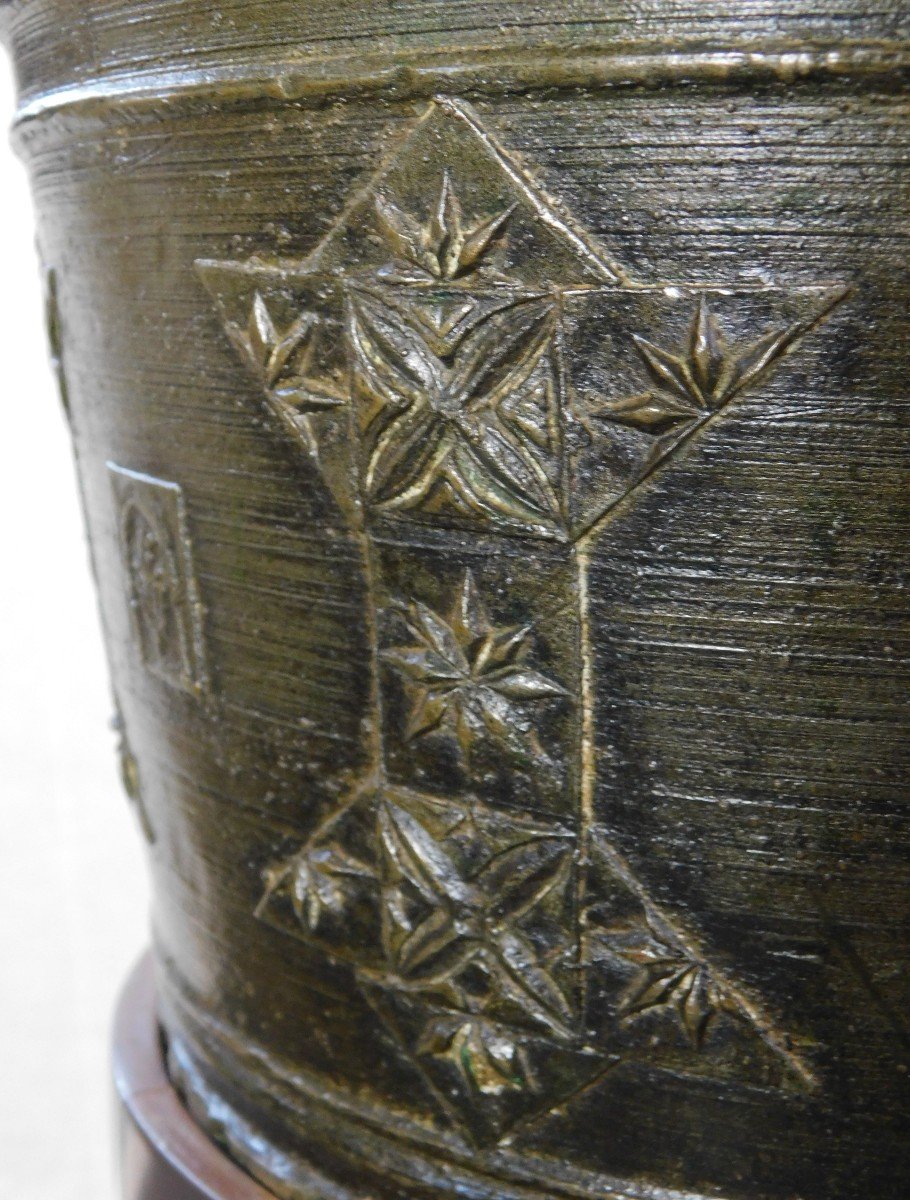 Rare Large Spanish Mortar, Cast By Marcos De La Lastra.-photo-3