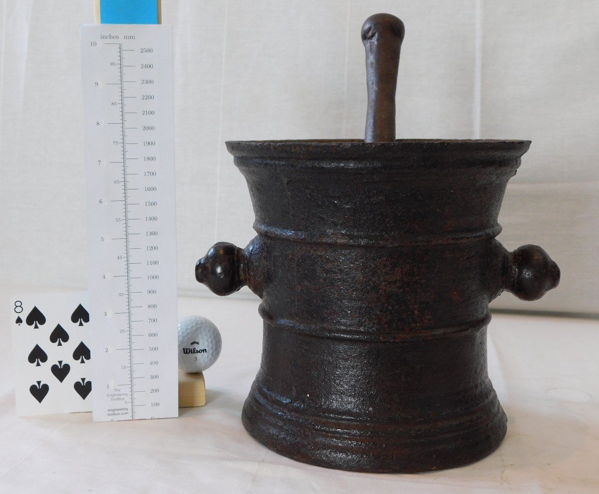 Large Dutch Cast Iron Mortar, Late 17th Century.