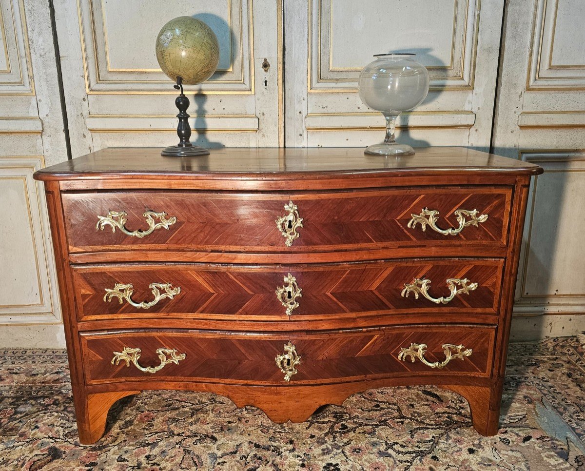 18th Century Curved Commode In Cherry