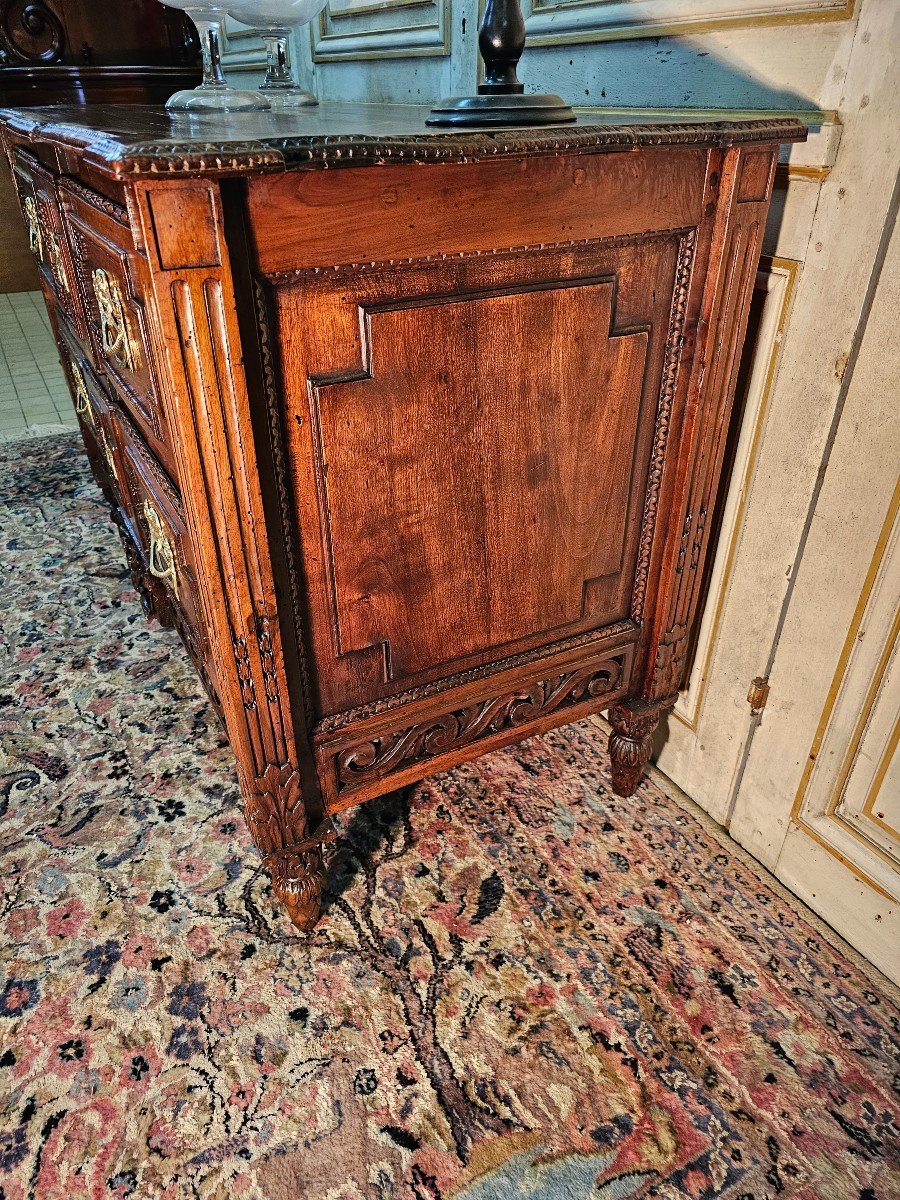 Louis XVI Walnut Commode From The 18th Provençal Openwork Crossbars-photo-1