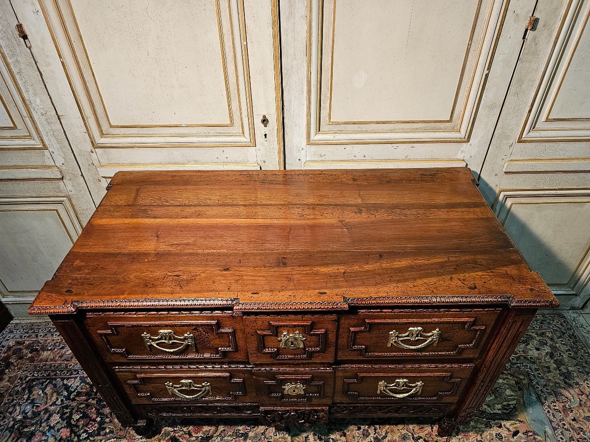 Louis XVI Walnut Commode From The 18th Provençal Openwork Crossbars-photo-2