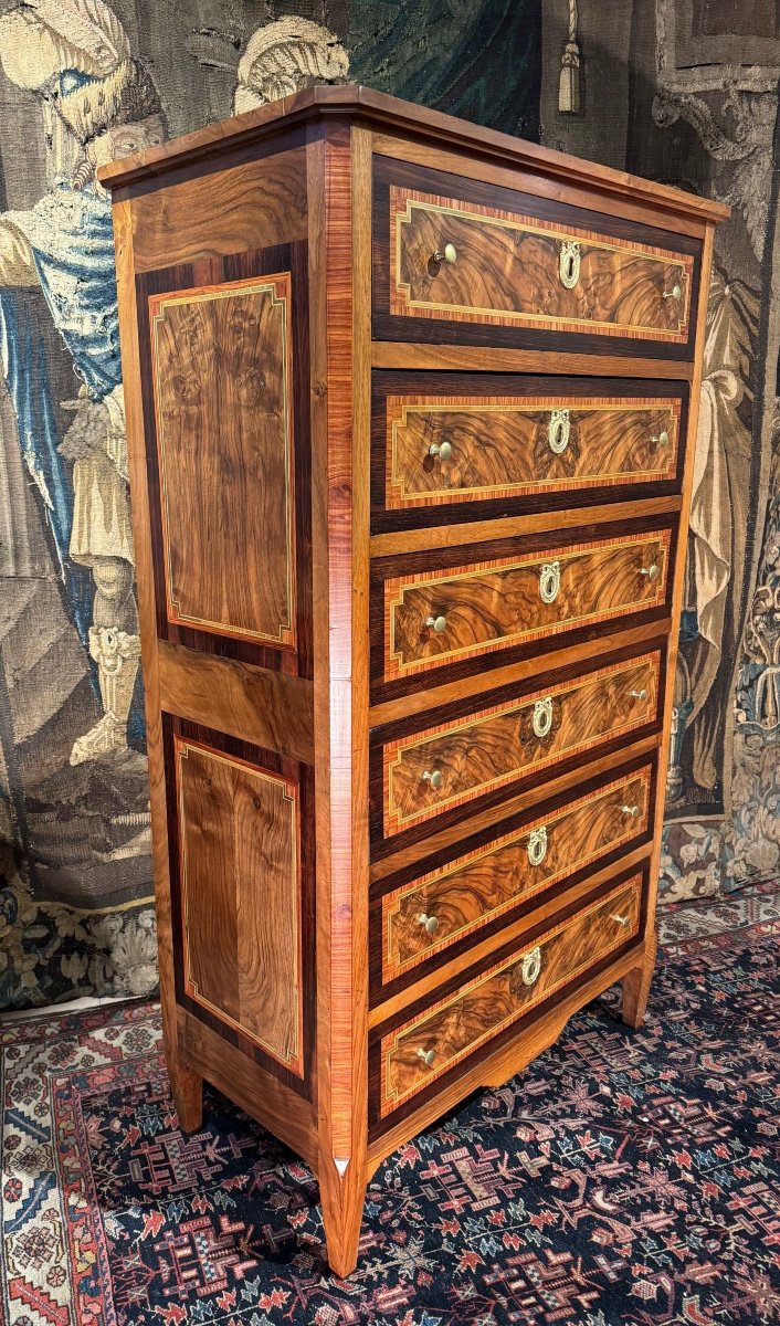 Louis XVI Chiffonier In Marquetry Early 19th Century-photo-2