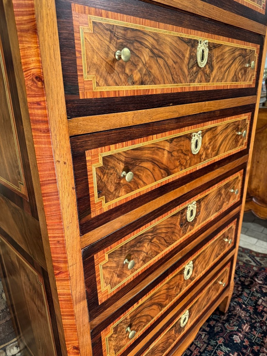 Louis XVI Chiffonier In Marquetry Early 19th Century-photo-4