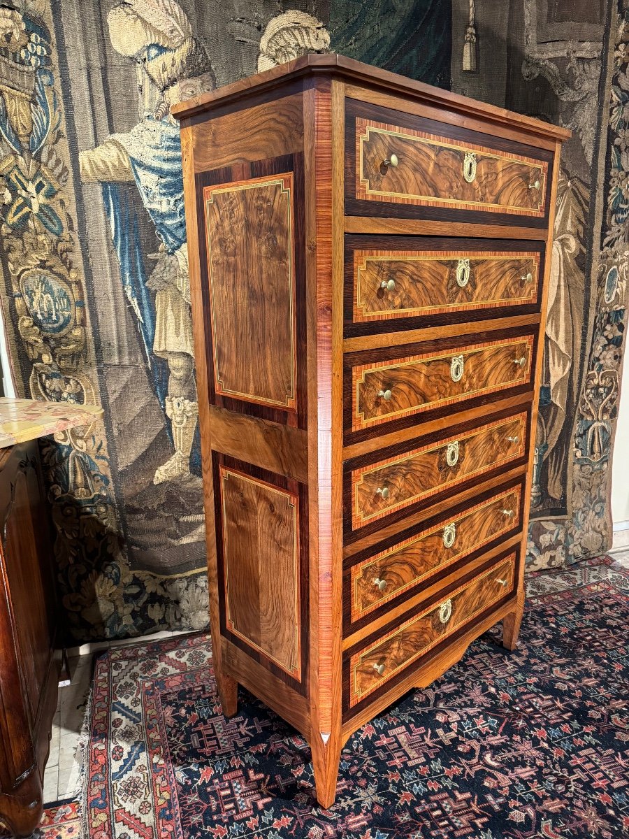 Louis XVI Chiffonier In Marquetry Early 19th Century-photo-4