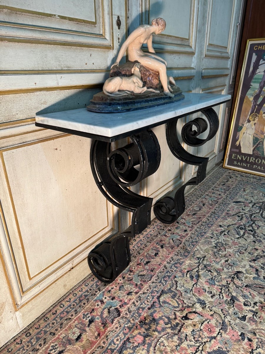 Art Deco Wrought Iron Console -photo-2
