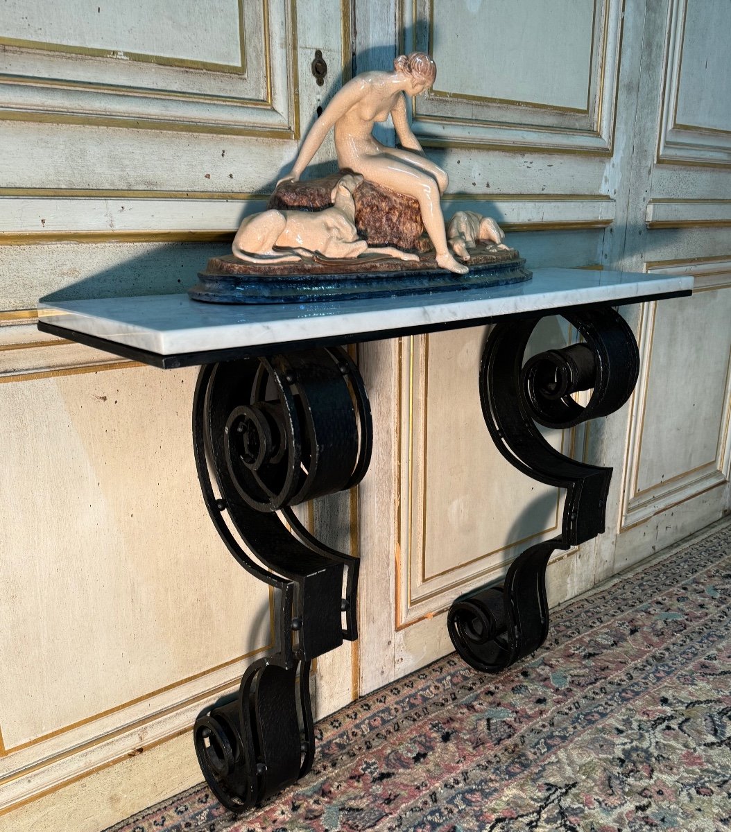 Art Deco Wrought Iron Console 