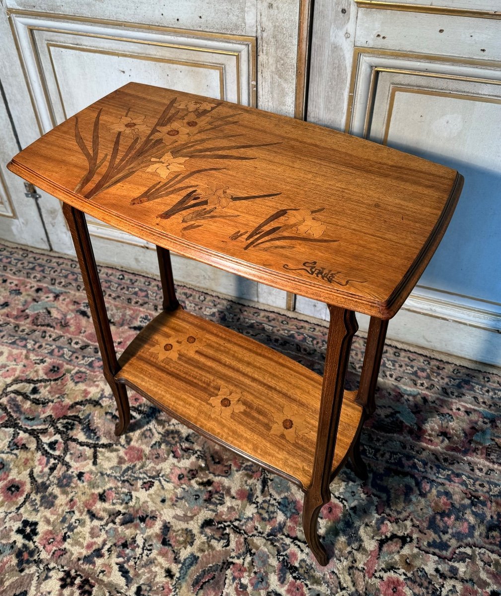 Art Nouveau Table In Gallé Japanese Marquetry-photo-2