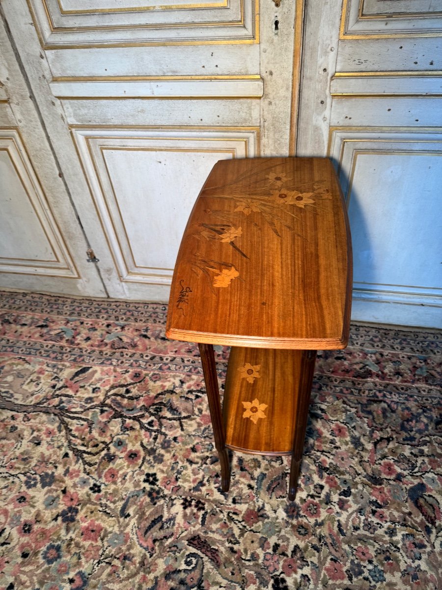 Art Nouveau Table In Gallé Japanese Marquetry-photo-3