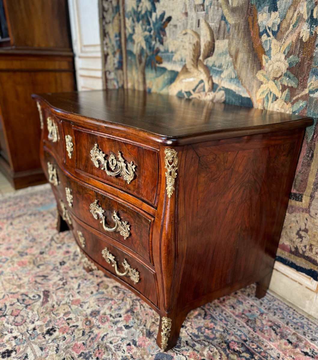 Louis XV Commode In Walnut 18th Century -photo-1