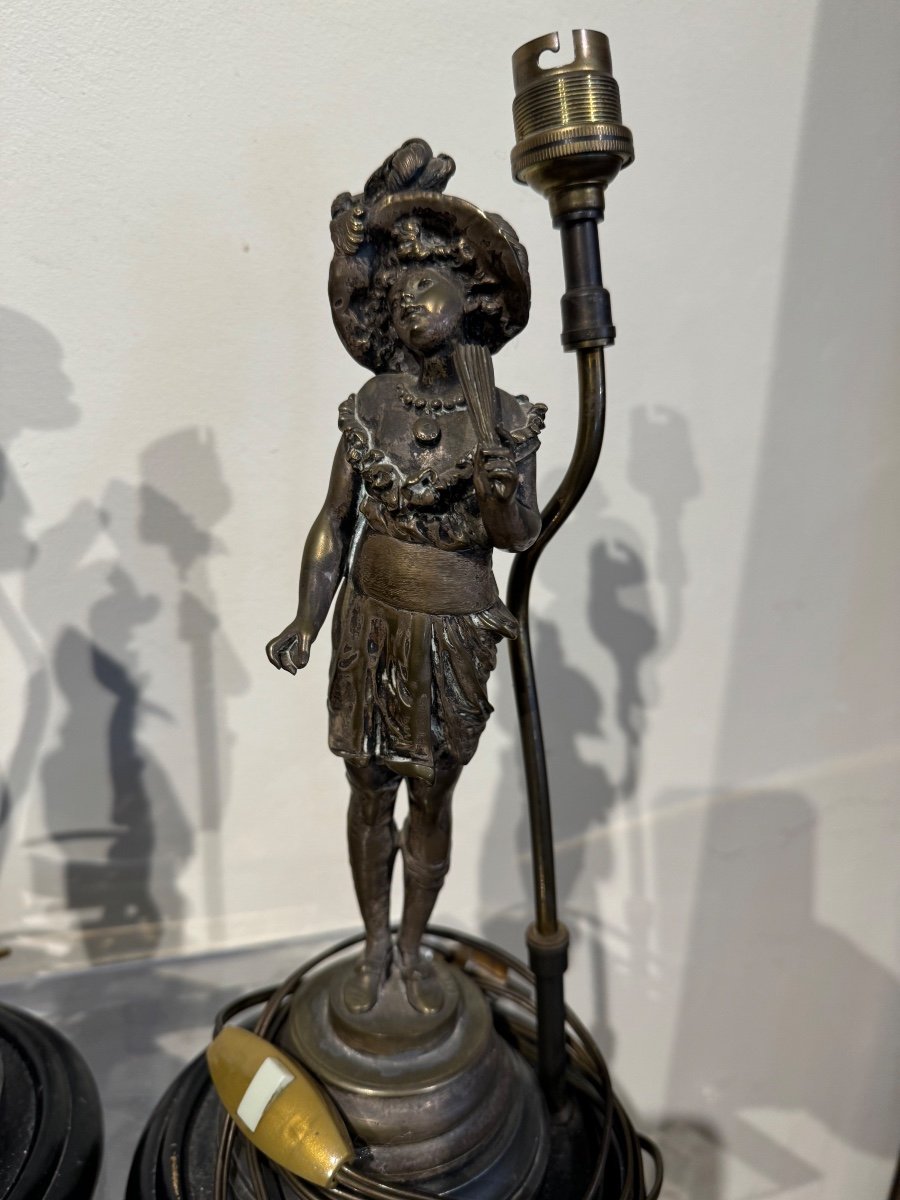Pair Of 19 Eme Bronzes Mounted As A Lamp Signed Auguste Louis Lalouette 1826-1883-photo-2