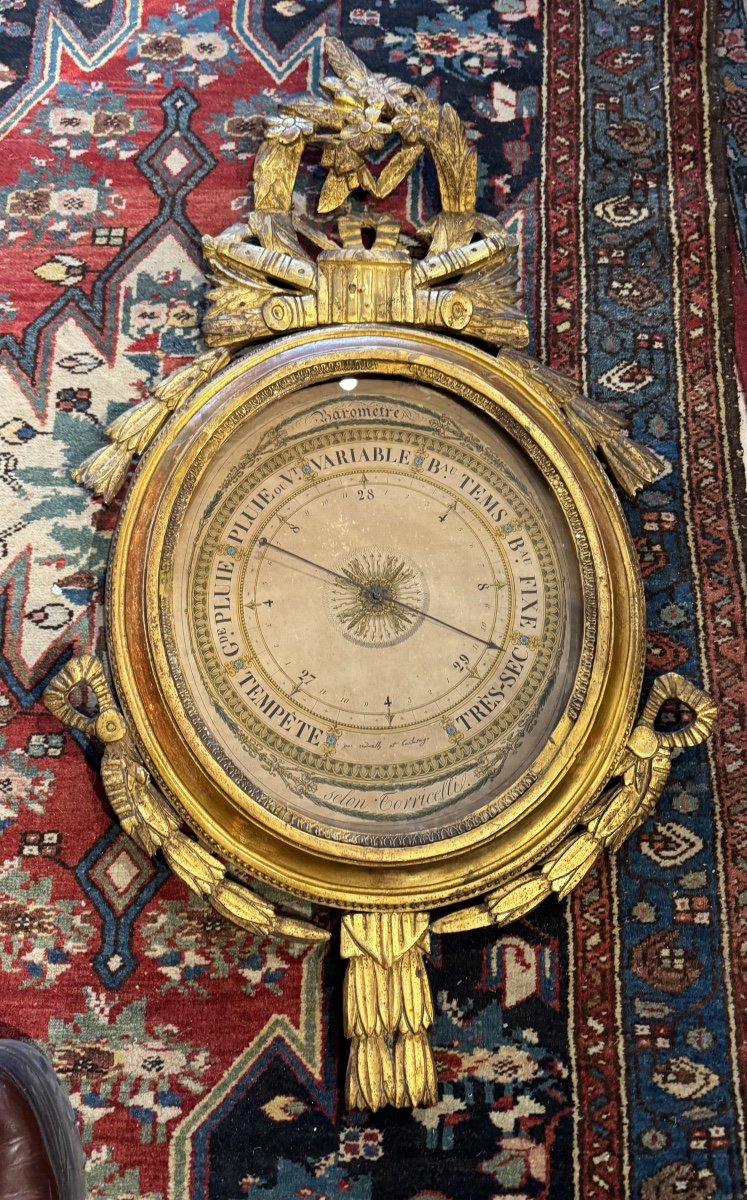 Baromètre En Bois Doré 18 Eme Louis XVI -photo-2