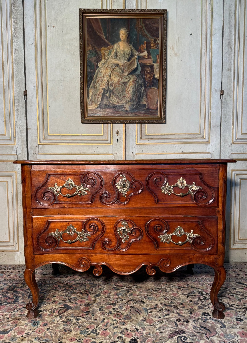 Commode D’époque Louis XV En Cerisier 18 Eme Siècle 