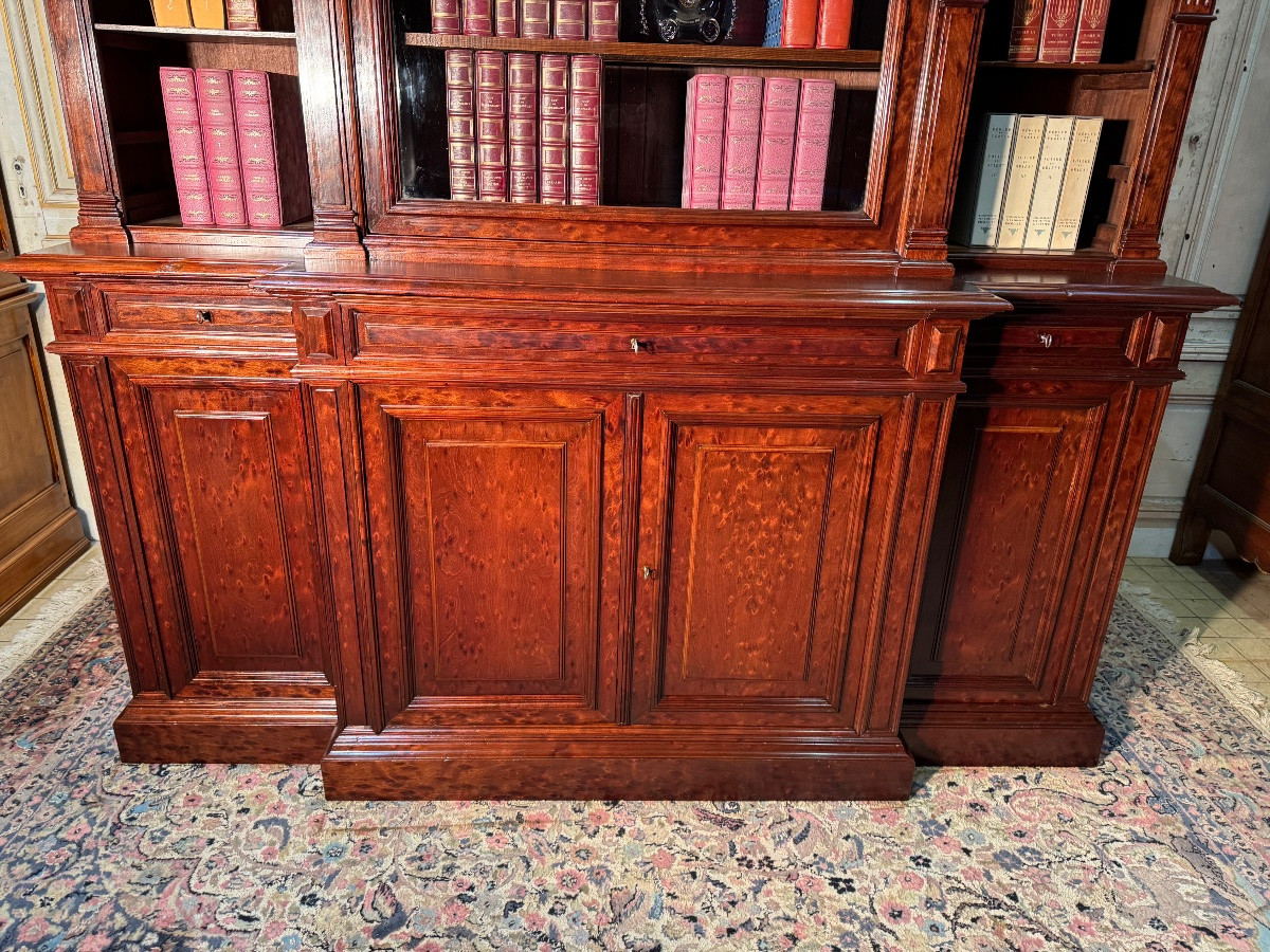 Large 19th Century Speckled Mahogany Bookcase -photo-3