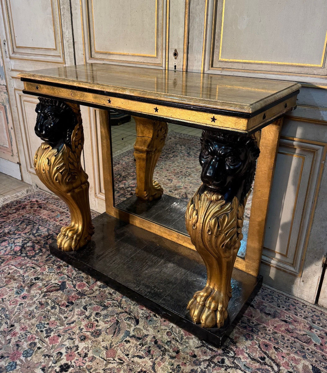 19th Century Empire Carved Wood Console Table -photo-2