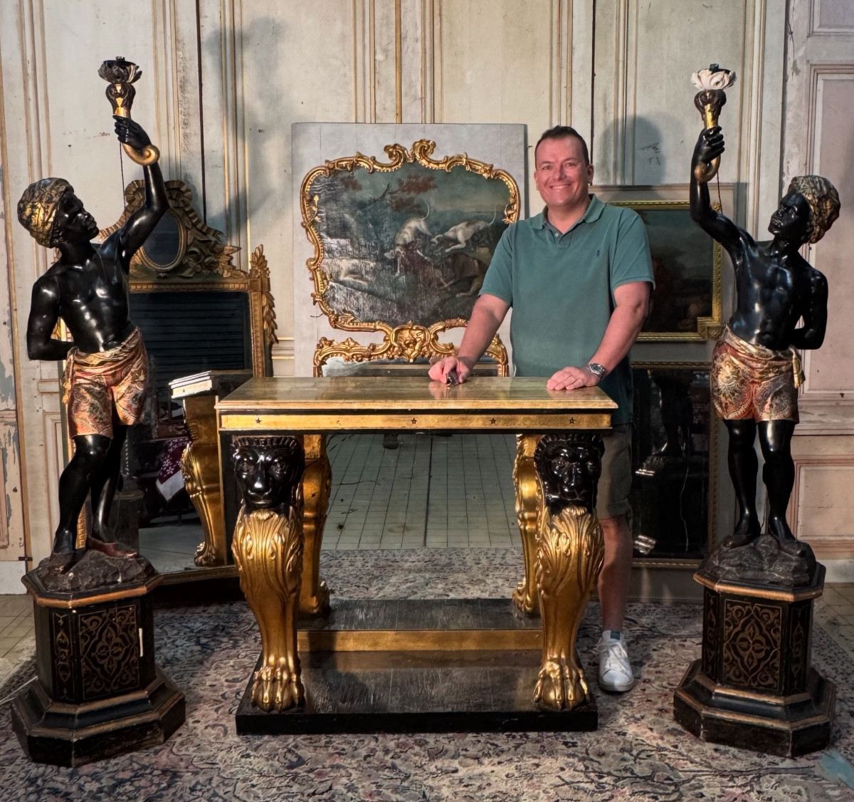 19th Century Empire Carved Wood Console Table -photo-1