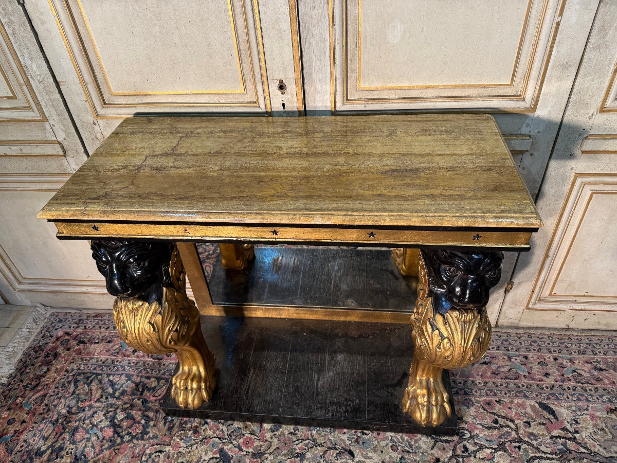 19th Century Empire Carved Wood Console Table -photo-3