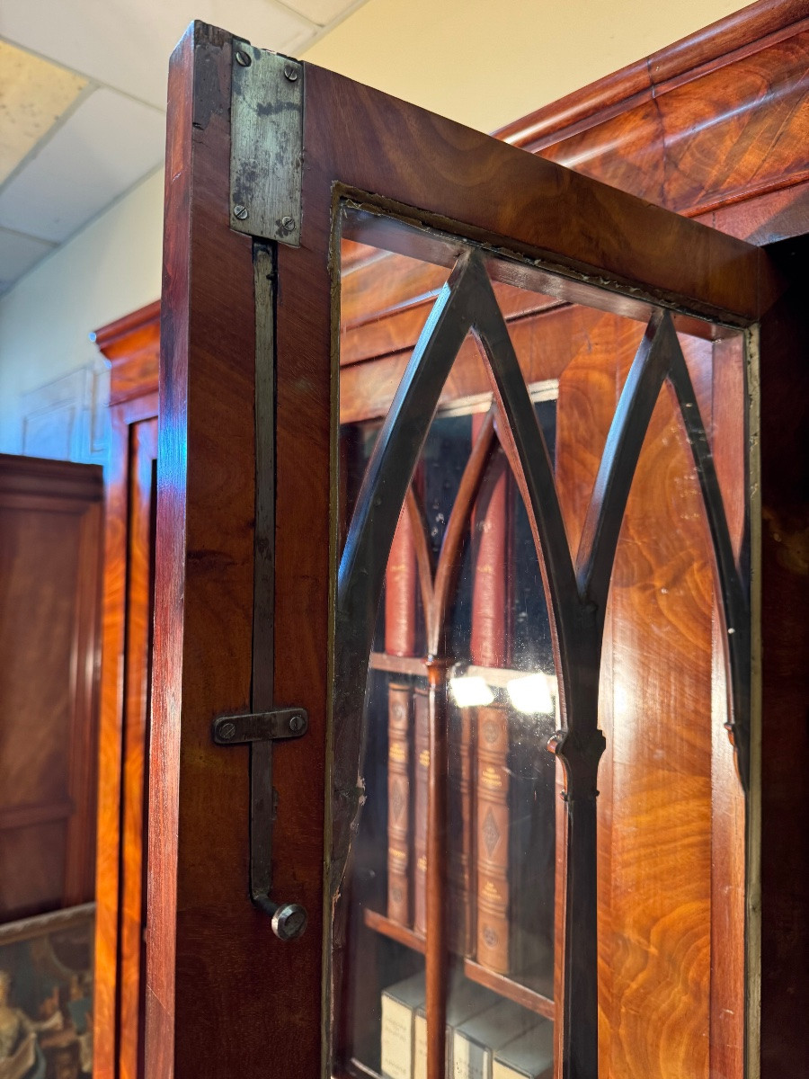 Large 19th Century Mahogany Bookcase With 8 Doors-photo-3