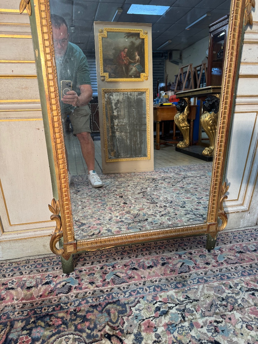Miroir Louis XVI En Bois Doré Et Sculpté -photo-3