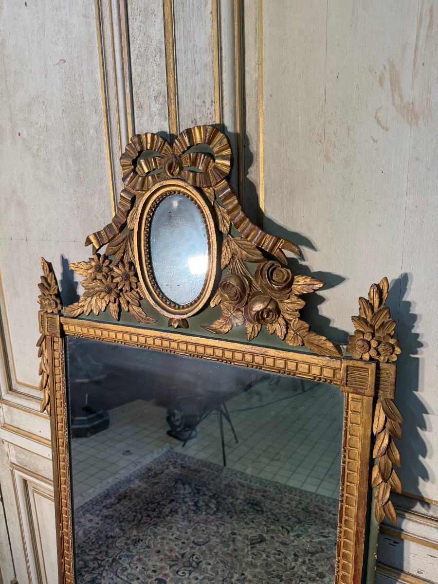 Miroir Louis XVI En Bois Doré Et Sculpté -photo-4