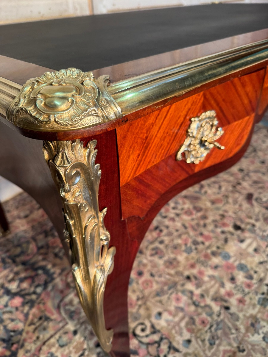 Grand Bureau Plat De Style Louis XV 19 Eme -photo-2