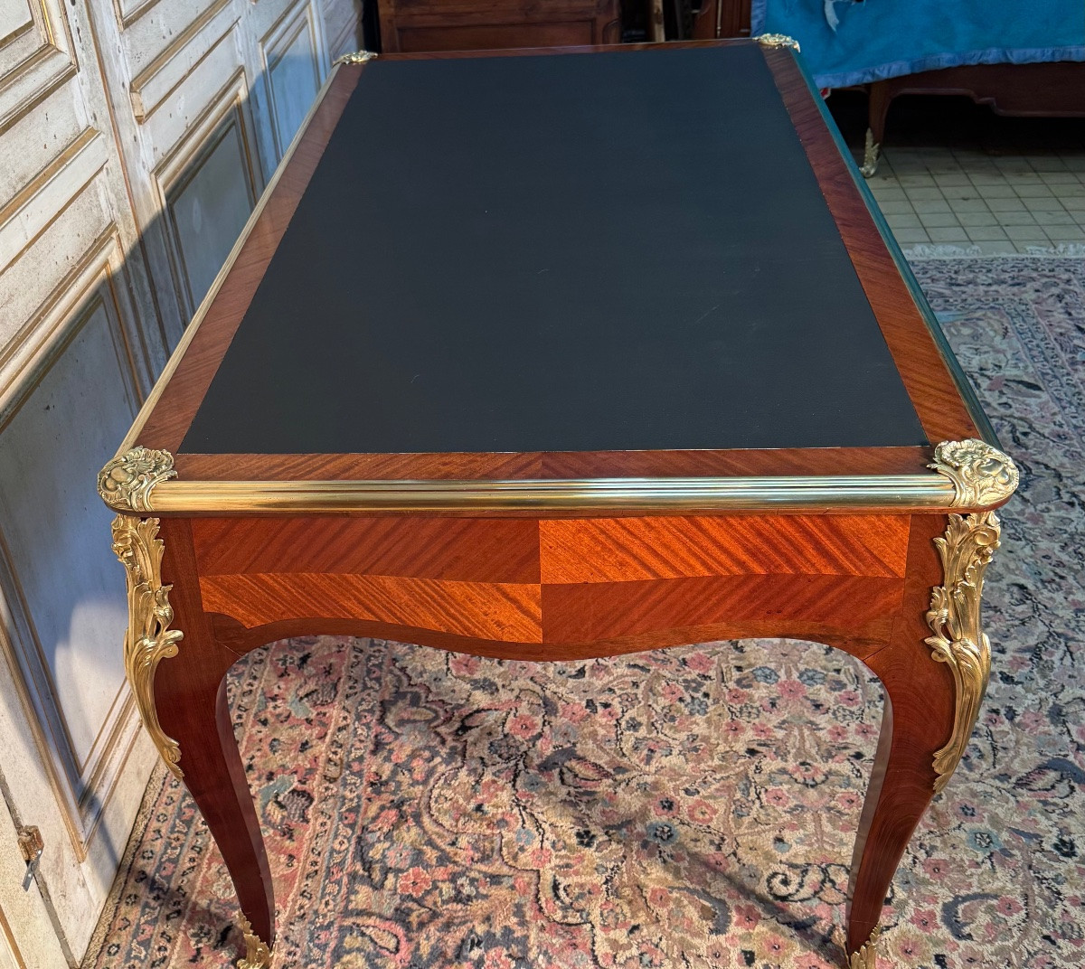 Grand Bureau Plat De Style Louis XV 19 Eme -photo-4