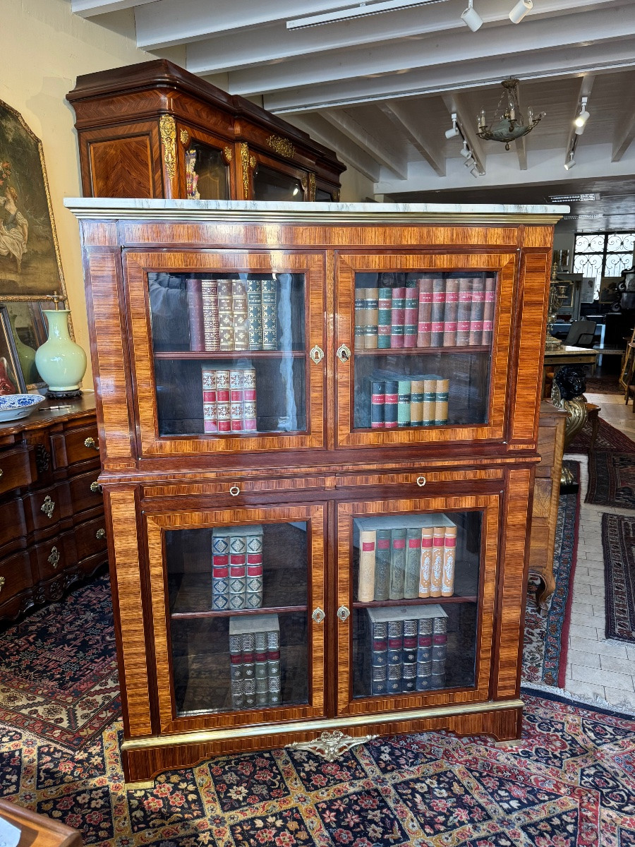 Bibliothèque en marqueterie 19 eme de style Louis XVI -photo-2