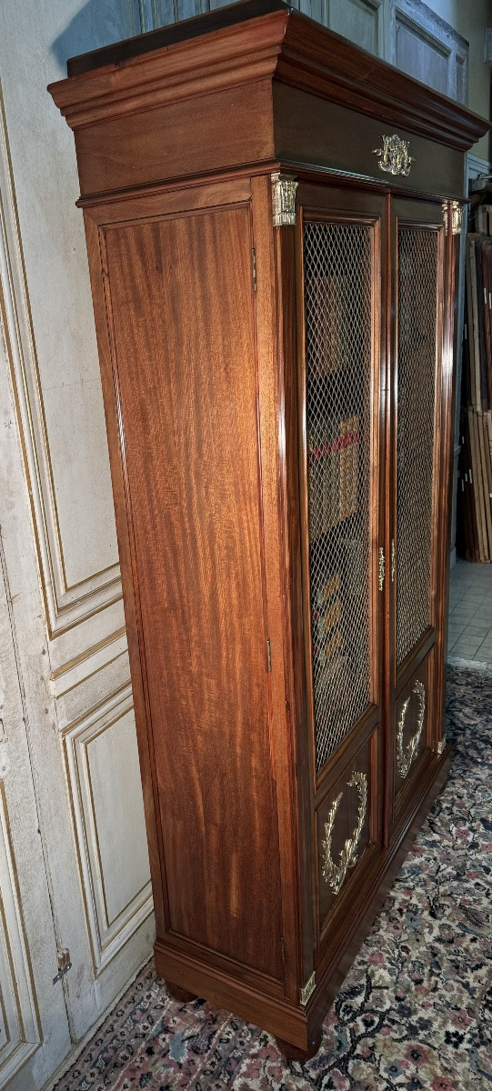 Empire Style Bookcase In Bronze And Mahogany, 19th Century -photo-1