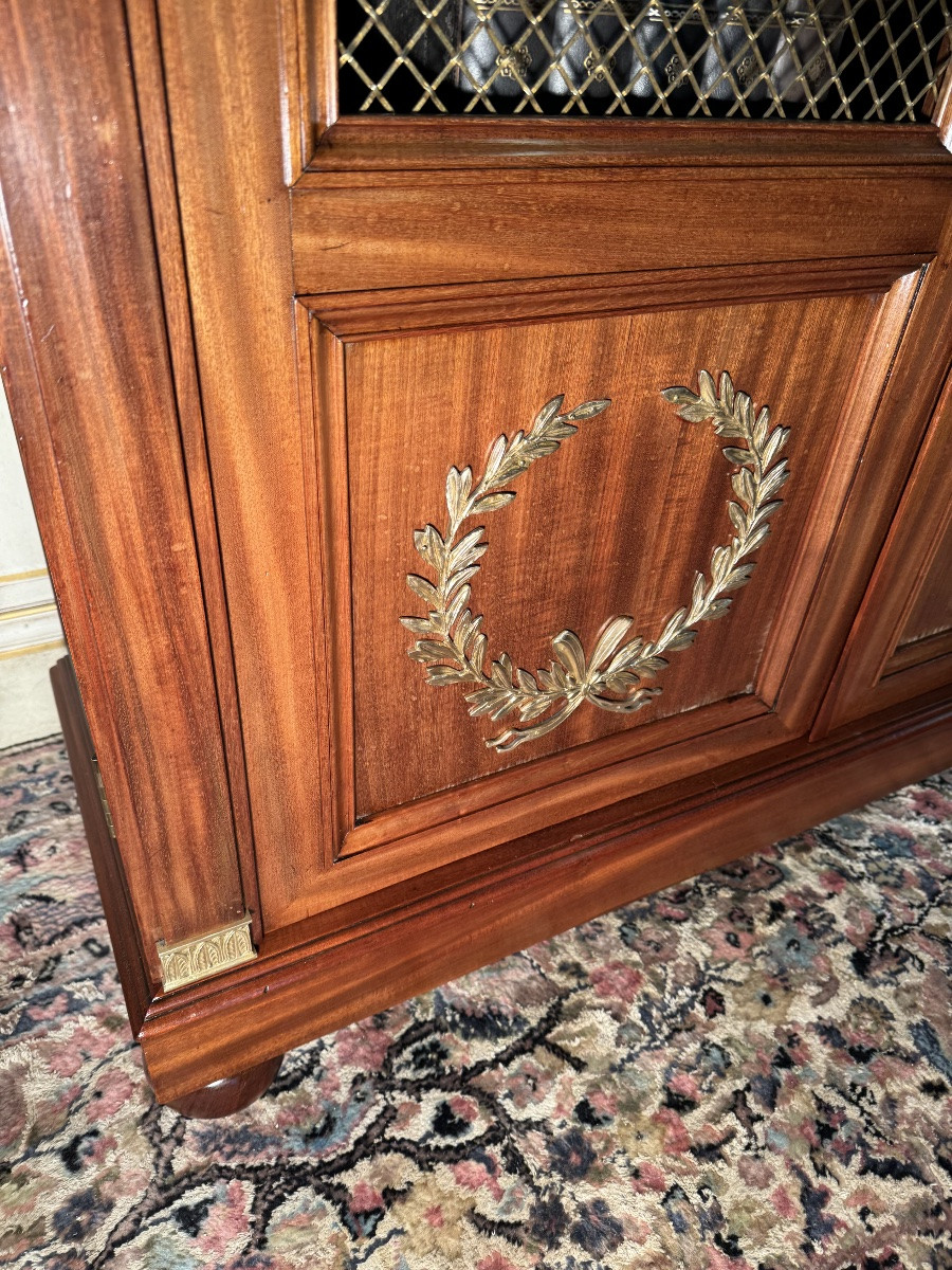Empire Style Bookcase In Bronze And Mahogany, 19th Century -photo-3