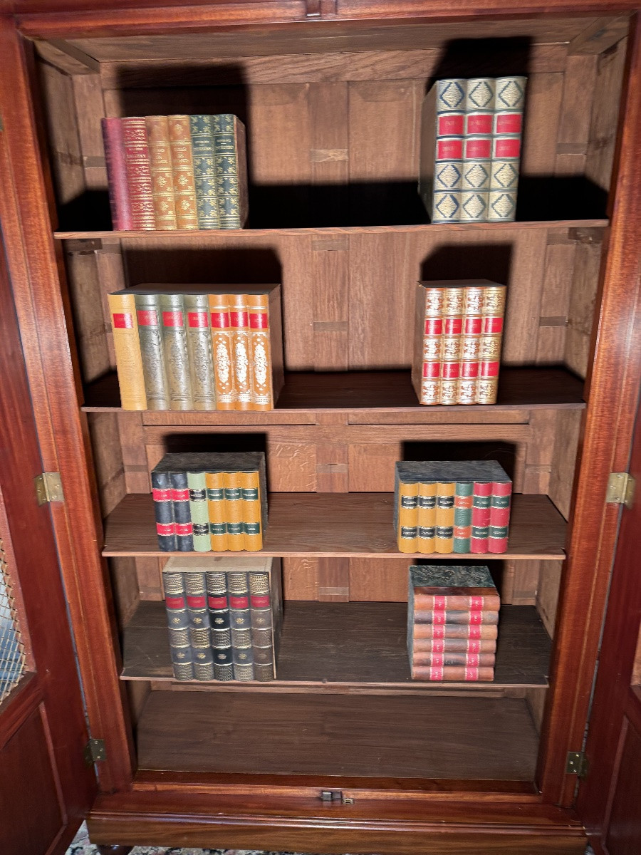 Empire Style Bookcase In Bronze And Mahogany, 19th Century -photo-4