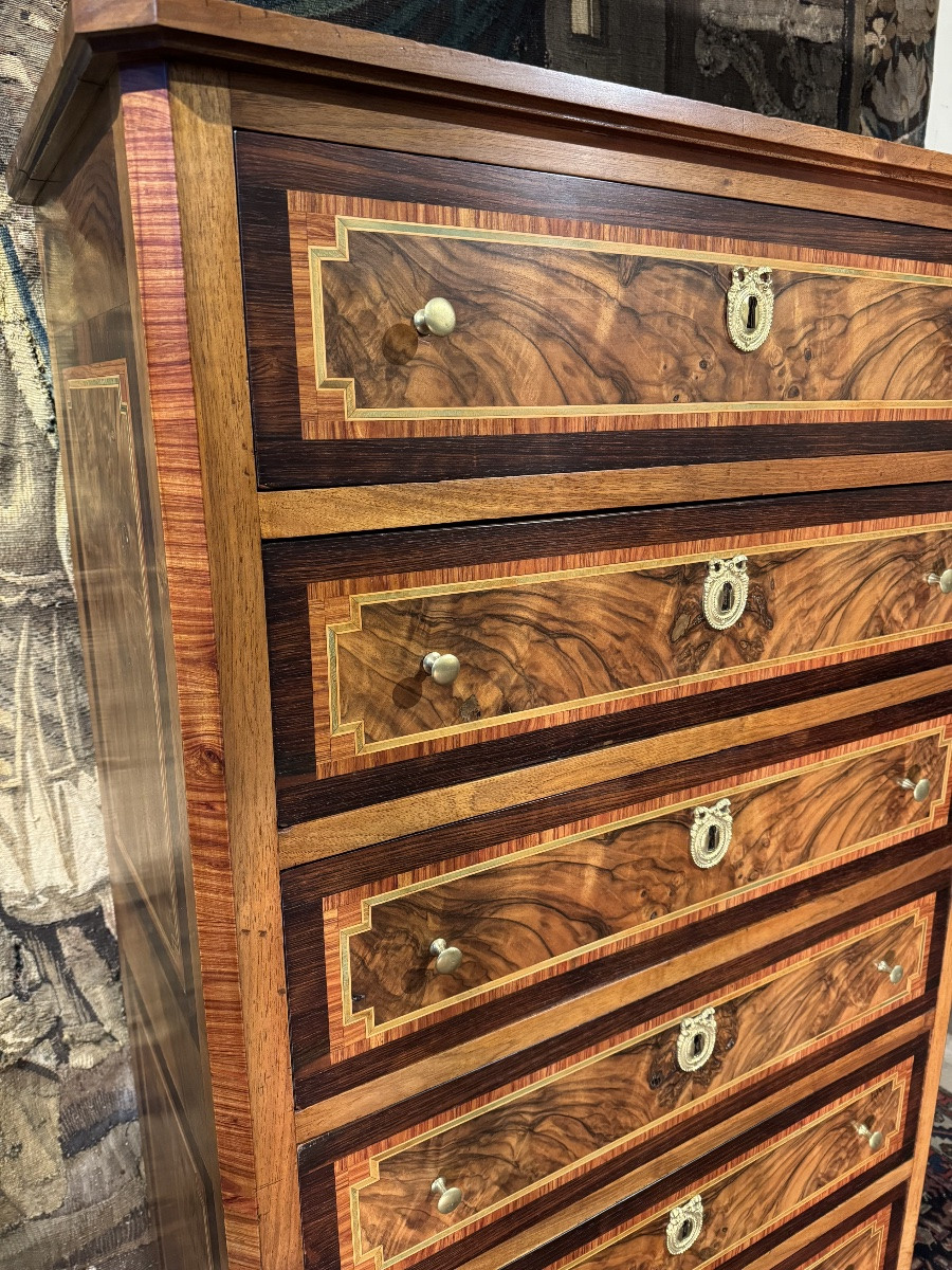 Louis XVI Marquetry Chest Of Drawers, 19th Century -photo-4