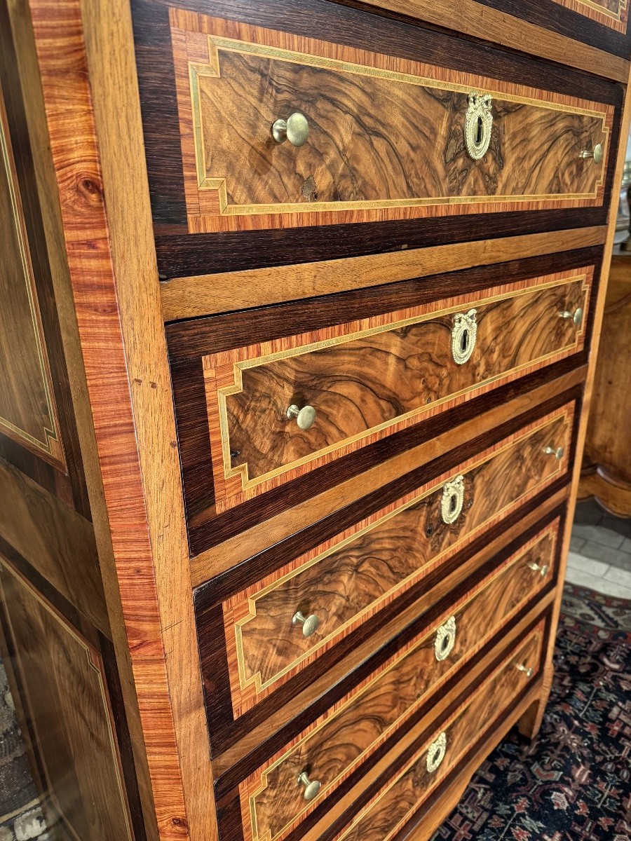 Louis XVI Marquetry Chest Of Drawers, 19th Century -photo-2